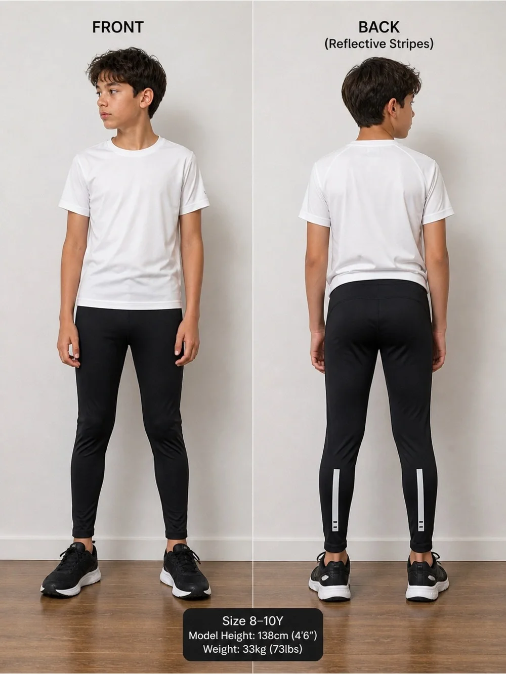 H&M Sport Boys Black Athletic Leggings Pants Size 8–10Y